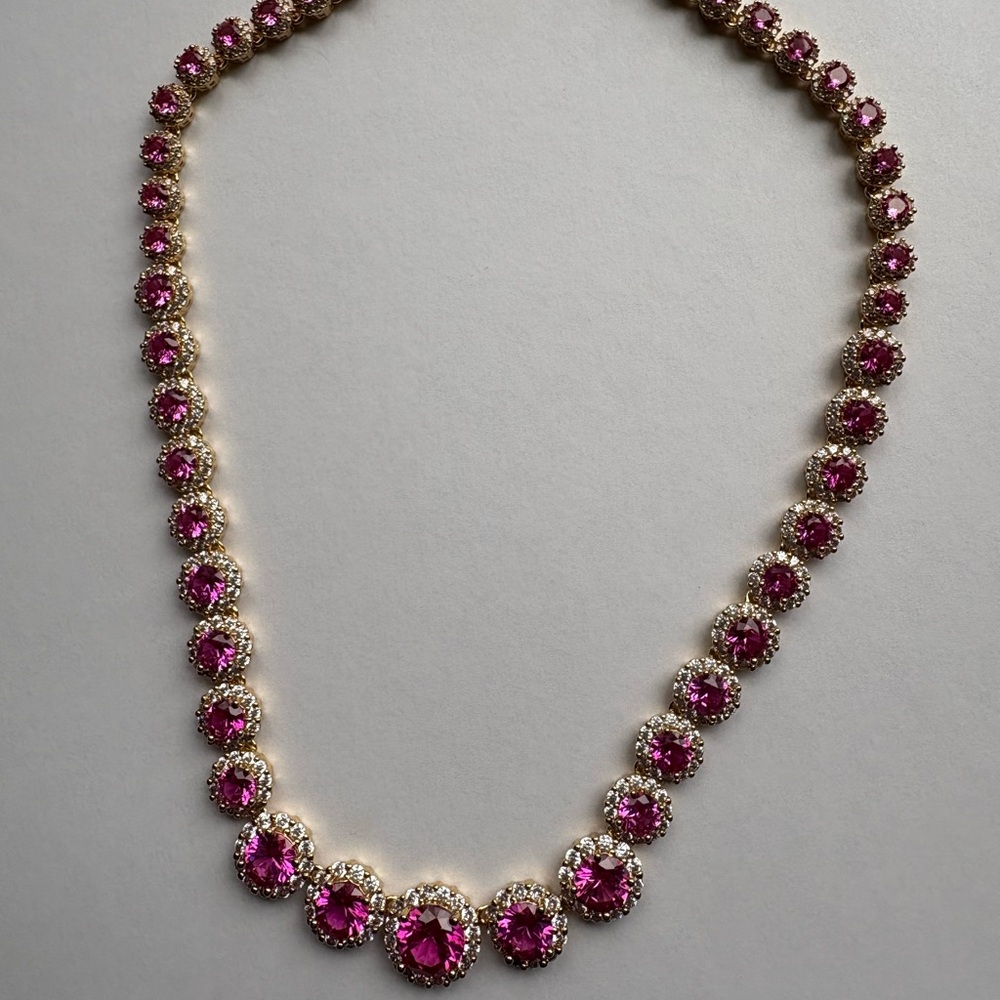 crystal haze Elegant Gold and Red Necklace - Picture 7 of 10